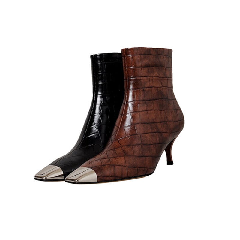 Classic Slimming Boots Elegant Glove-Like Ankle Boots Kitty Heel Side Zipper Boots