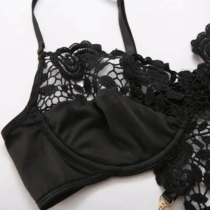 Black Cutout Metal Chain Bustiers