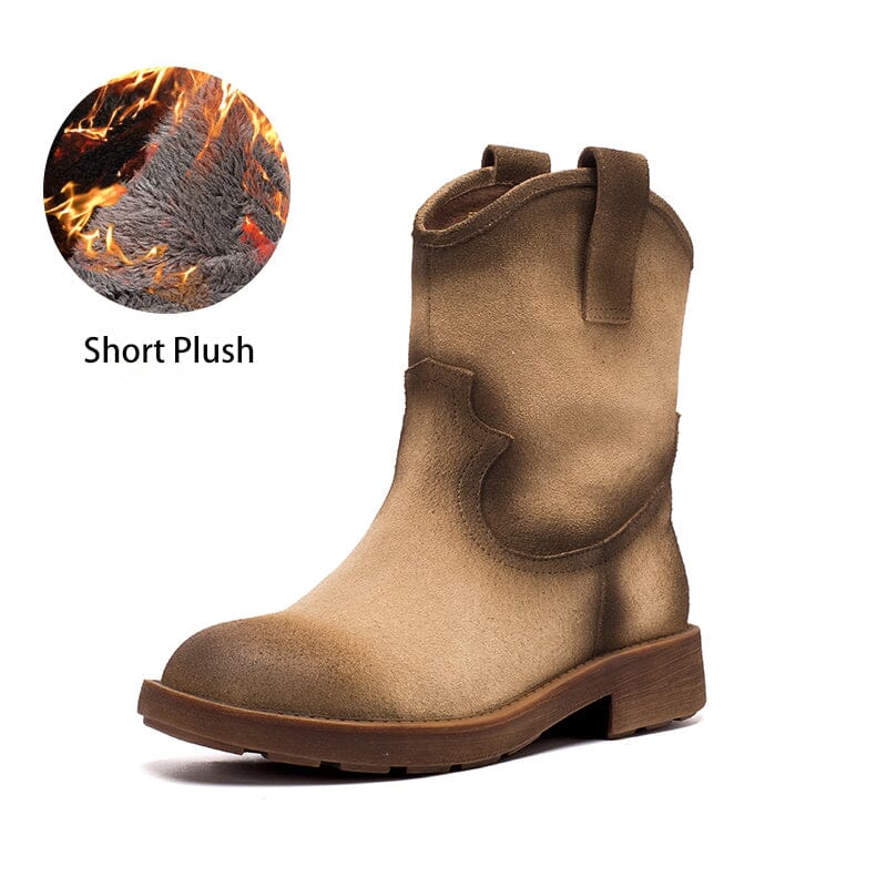Matte Leather Western Boots Handmade Cowboy Boots Gradient Colors in Brown/Apricot
