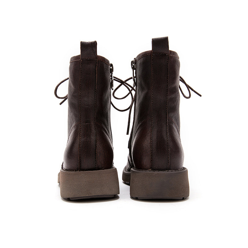 Handmade Leather Wingtip Brogue Ankle Boots For Women Black/Red Brown Round Toe Oxfords Boots
