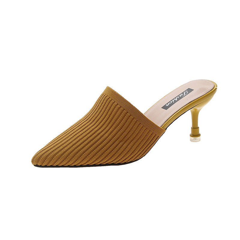 Women's Weave Vintage Half Pointed Toe Cap Sandals