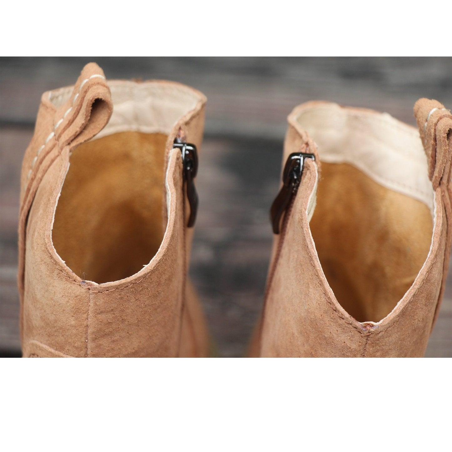 Womens Handmade Leather Ankle Boots Short Boots Side Zipper in Brown/Black