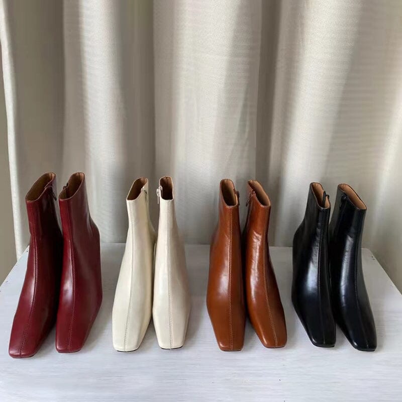 Classic Slimming Boots Elegant Glove-Like Ankle Boots Kitty Heel Side Zipper Boots