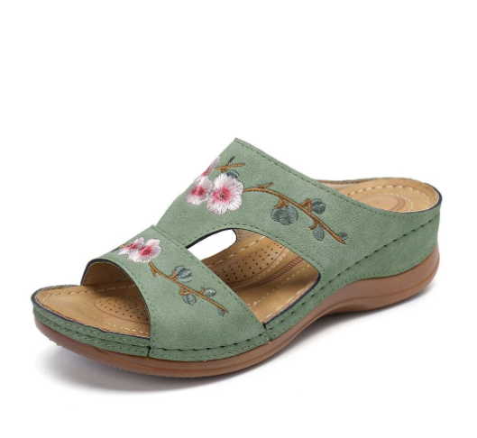 Flower Embroidered Vintage Casual Wedges Sandals