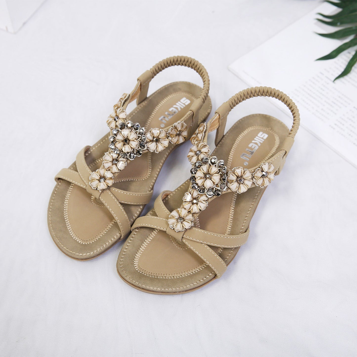 Rhinestones Flats Casual Sandals For Women Dressy