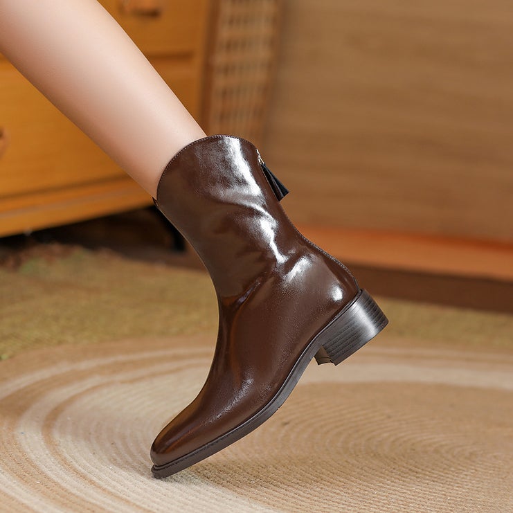 Handmade Genuine Leather Short Boots for Women