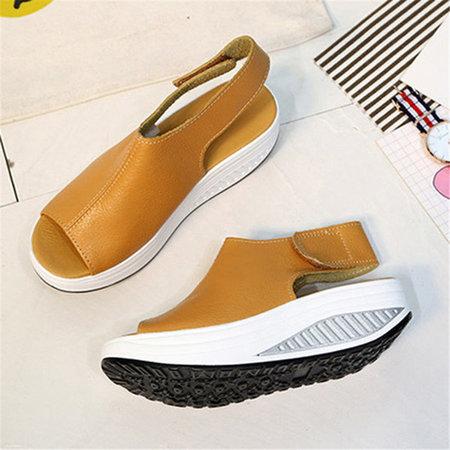 Casual Microfiber Leather Wedge Heel Magic Tape Sandals Shoes