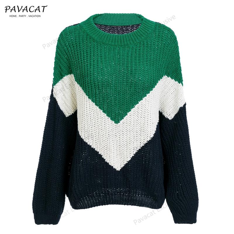 Casual Spliced Loose Knitted Sweater - Brown