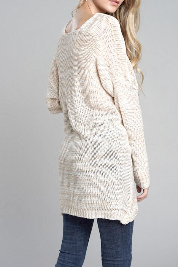 Casual V Neck Front Cross Weekend Sweater - Red