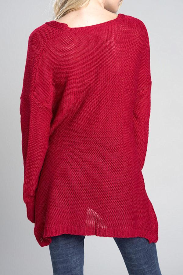 Casual V Neck Front Cross Weekend Sweater