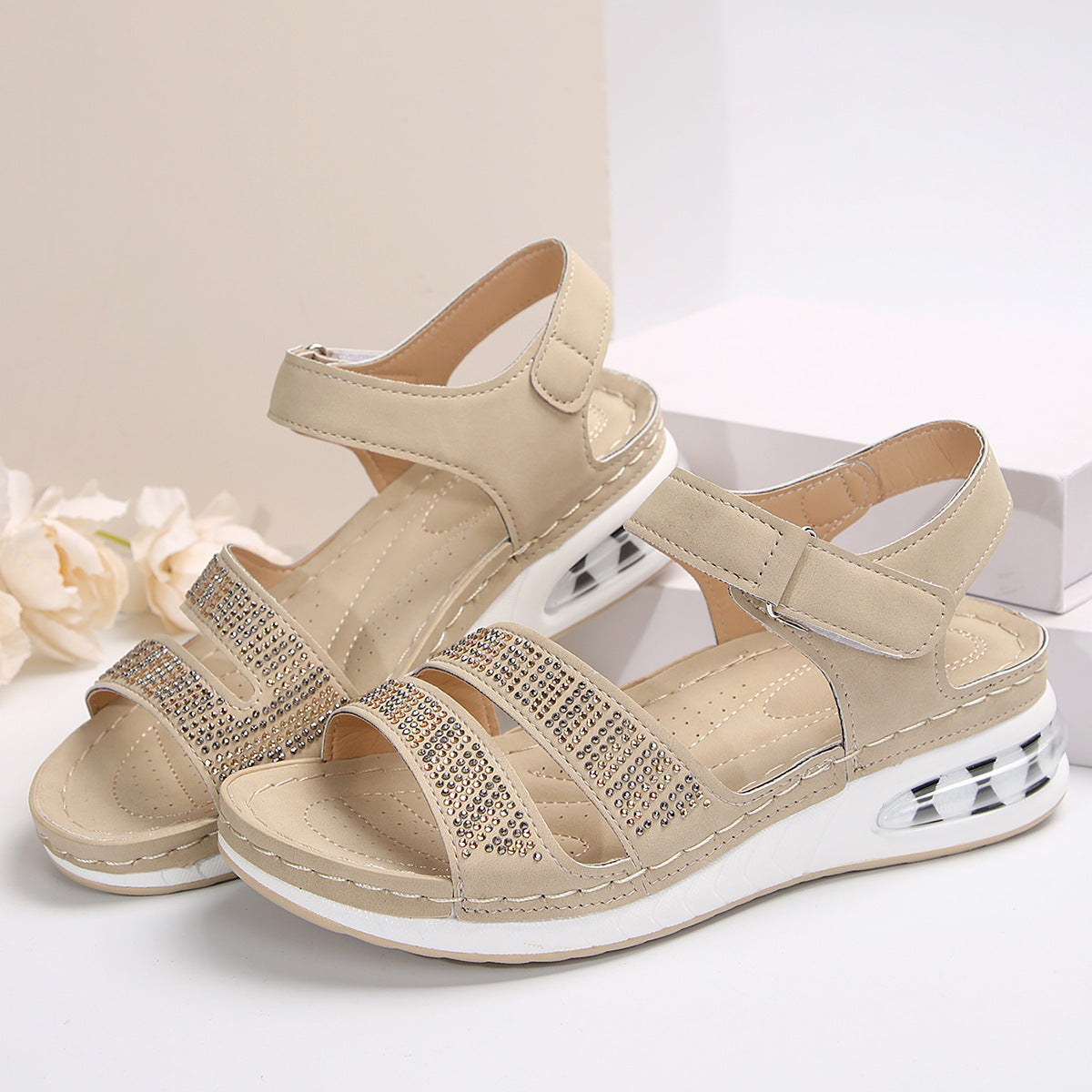Women's Platform Wedge Plus Size With Sequin Sandals