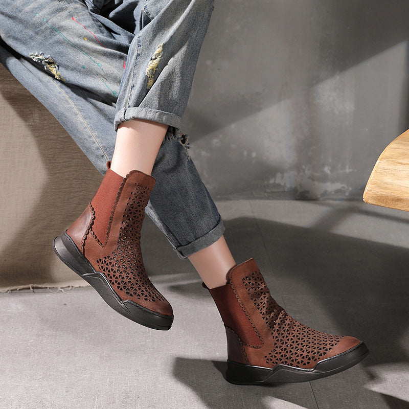 Handmade Leather Chelsea Boots For Women in Caramel/Coffee/Black - Summer Booties