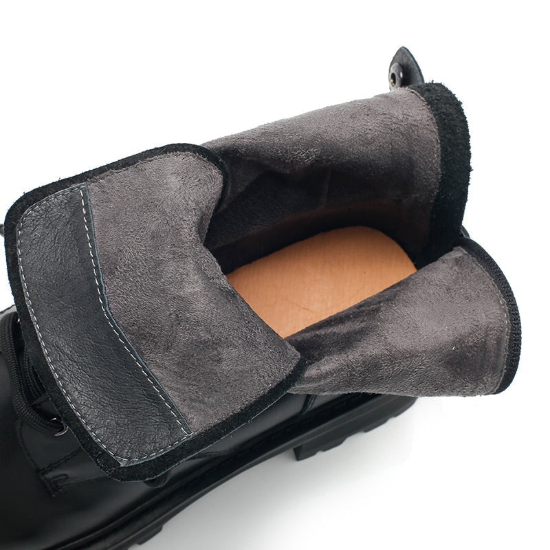 Fashion Leather Combat Boots Designer Retro Chunky Riding Boots