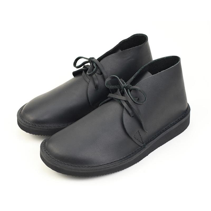 Middle English-Womens Handmade Full Grain Leather Flats Ankle Boots- Black/Brown
