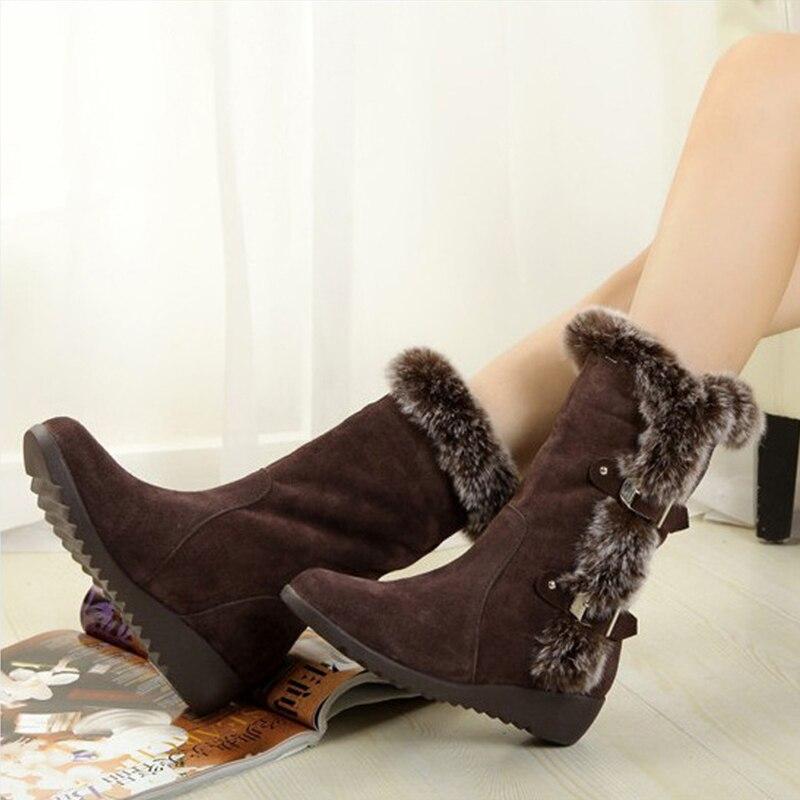 Winter Women Mid Calf Boots High Tube Classic Thick Fleece Models Snow Boots
