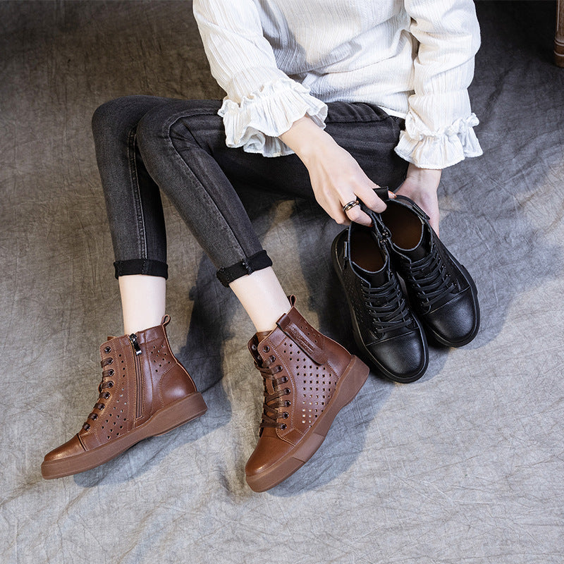Women Arch Spupport Leather Ankle Boots Warm Femme Short Boots Waterproof Shoes