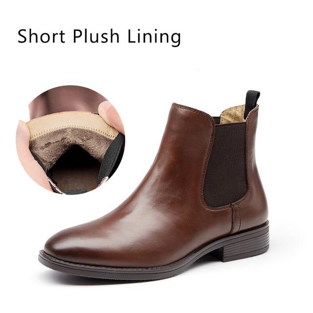 Chelsea Boots Women Genuine Calfskin Leather Plus Size Autumn Winter Fashion Brand Ankle Shoes Handmade