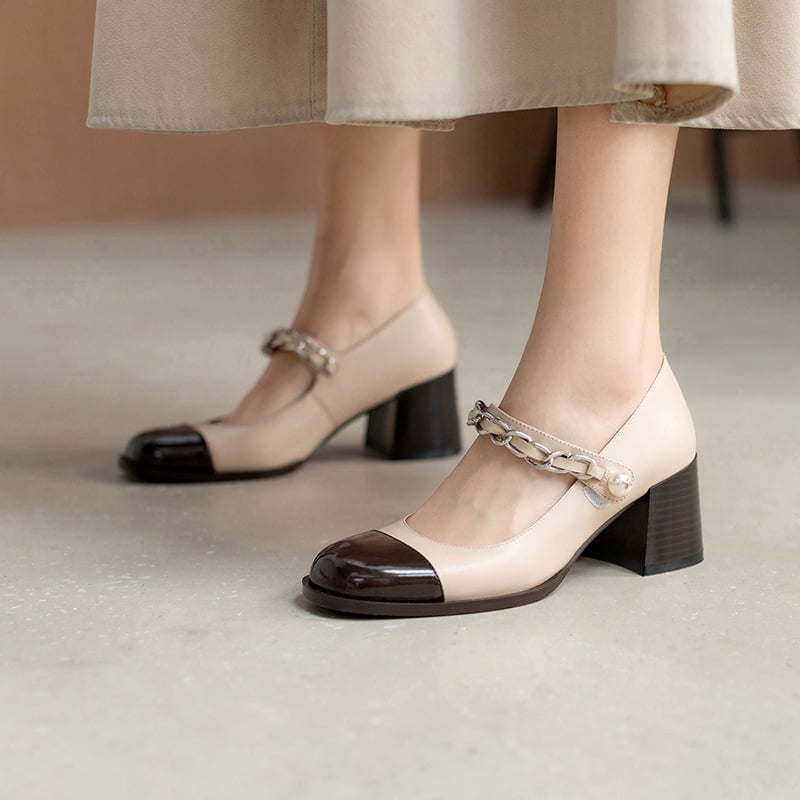 Susannah Square Toe Block Heels Pumps