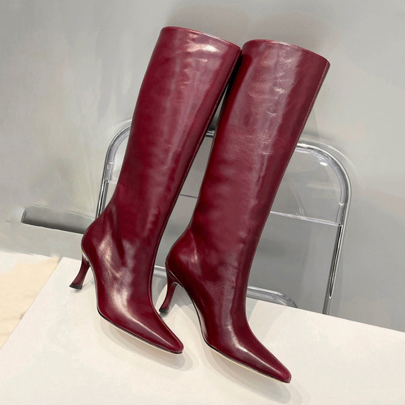Cowboy Boots Handmade Genuine Leather Kitten Heel Boots Black/White/Red/Brown/Khaki/Apricot