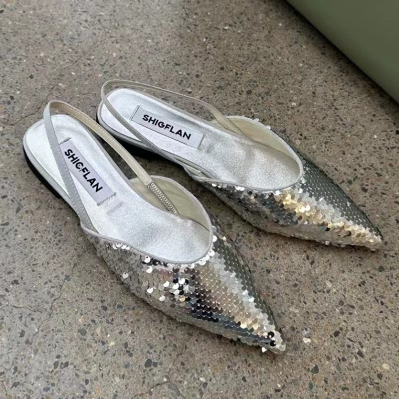 Women's Wear Pointed Toe Back Strap Low Sandals