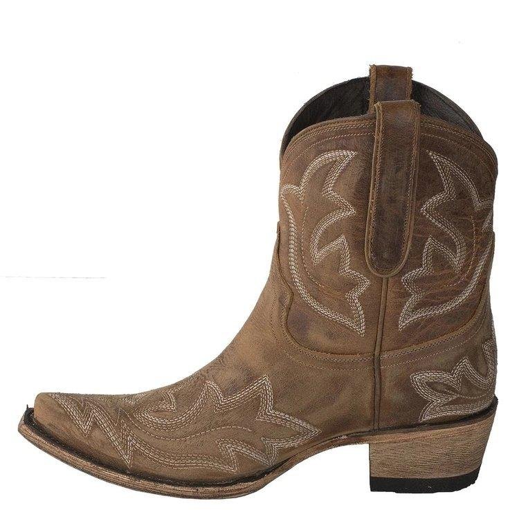 Women's Floral Embroidered Cowboy Boots Chunky Heel Short Pointed Toe Cowgirl Boots