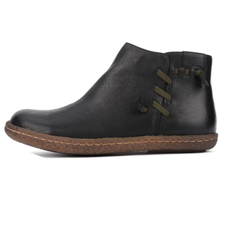 Women'S Handmade Leather Ankle Boots Short Brown/Black Boots Side Zipper