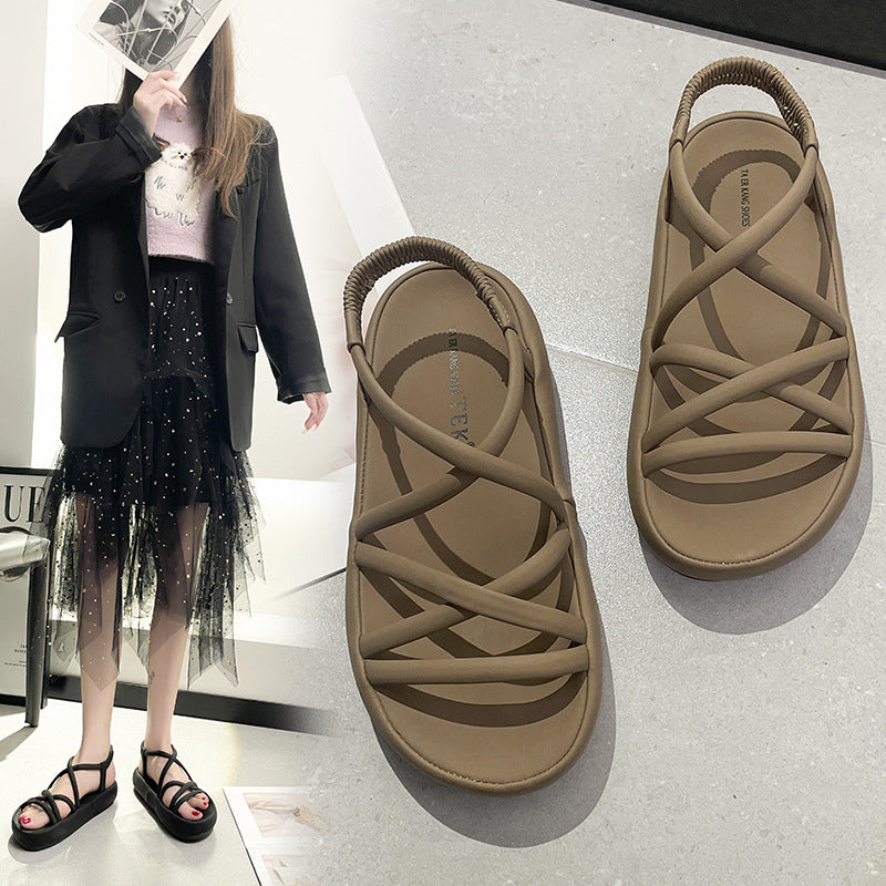 Women's Roman Fashion High-grade Dress Fairy Style Thick Sandals
