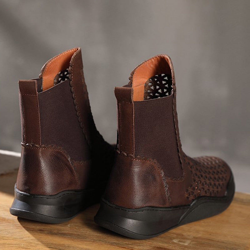 Handmade Leather Chelsea Boots For Women in Caramel/Coffee/Black - Summer Booties