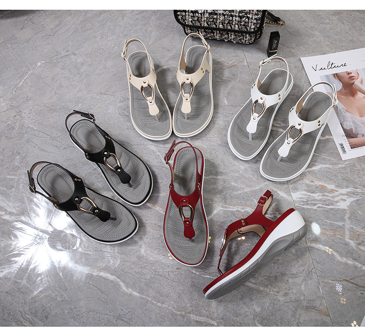 Summer Beach Solid Color Flip Flops For Women Clip Toe Ladies Shoes