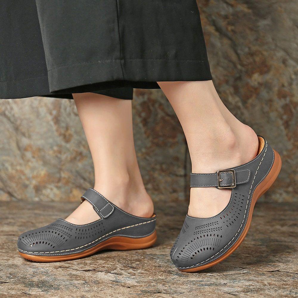 Hollow Out Open Heel Casual Wedges Sandals