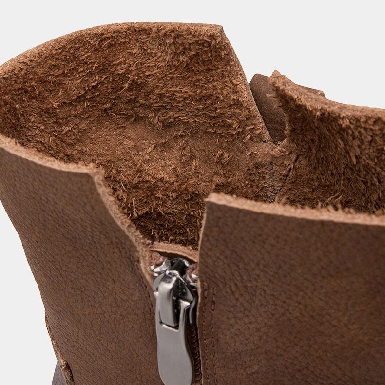Waxing Leather Short Boots for Winter Side Zipper Chelsea Boots Black/Coffee