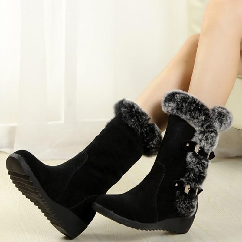 Winter Women Mid Calf Boots High Tube Classic Thick Fleece Models Snow Boots