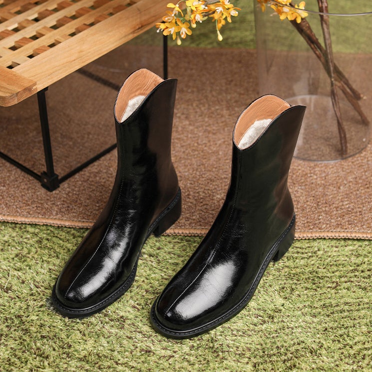 Handmade Genuine Leather Short Boots for Women