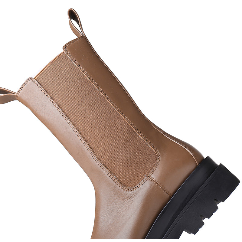 Classic Chunky Chelsea Boots Handmade Genuine Leather in Black/Brown