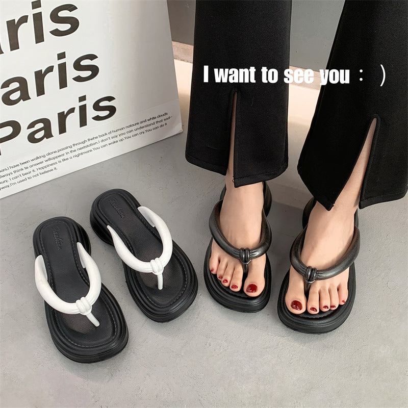 Women's Summer Thick-soled Two-color Matching Flip-flops Comfortable Sandals