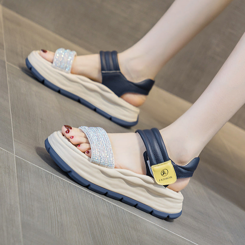 Women's Thick-soled Height Increasing White Summer Breathable Sandals