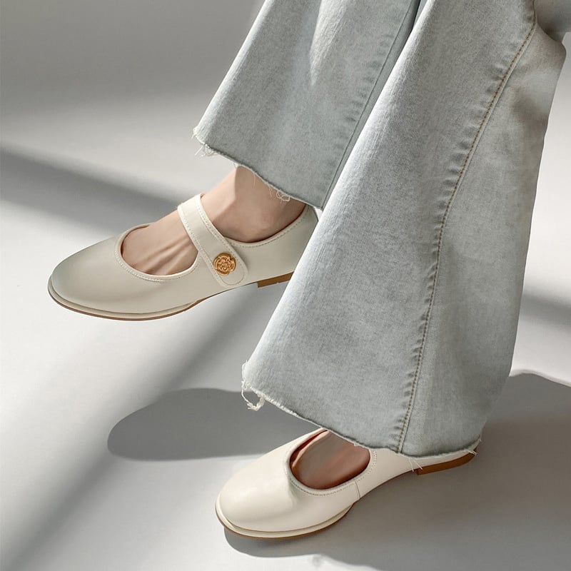 Lynzie Round Toe Block Heels Mary Jane Flats