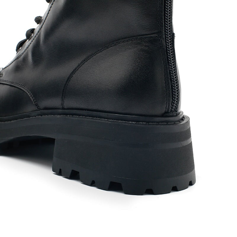Fashion Leather Combat Boots Designer Retro Chunky Riding Boots