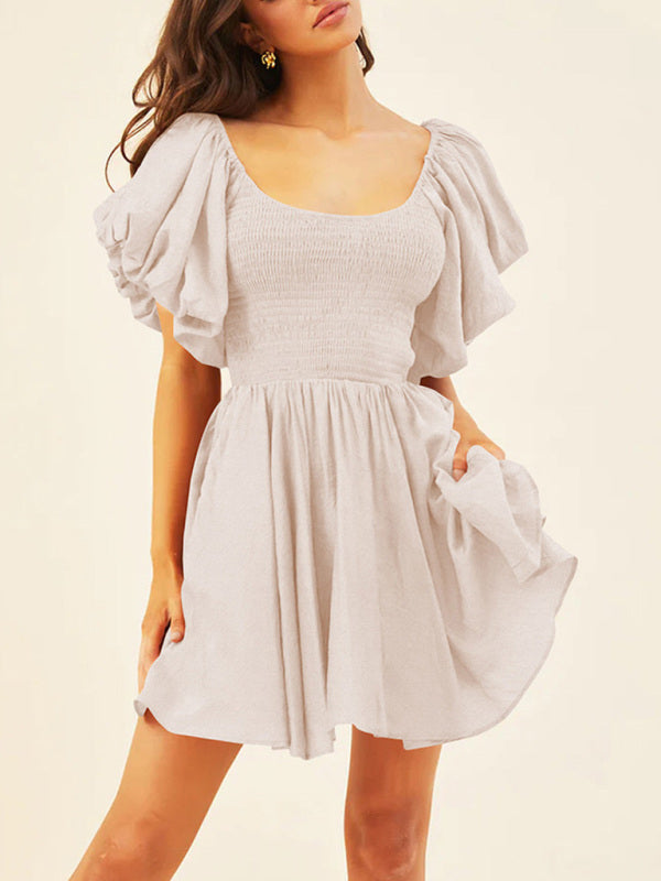 Women's Lantern Neck Short-sleeved Temperament French Elegant Dress