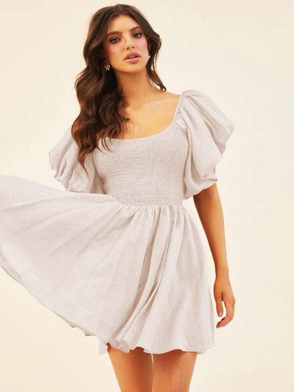 Women's Lantern Neck Short-sleeved Temperament French Elegant Dress