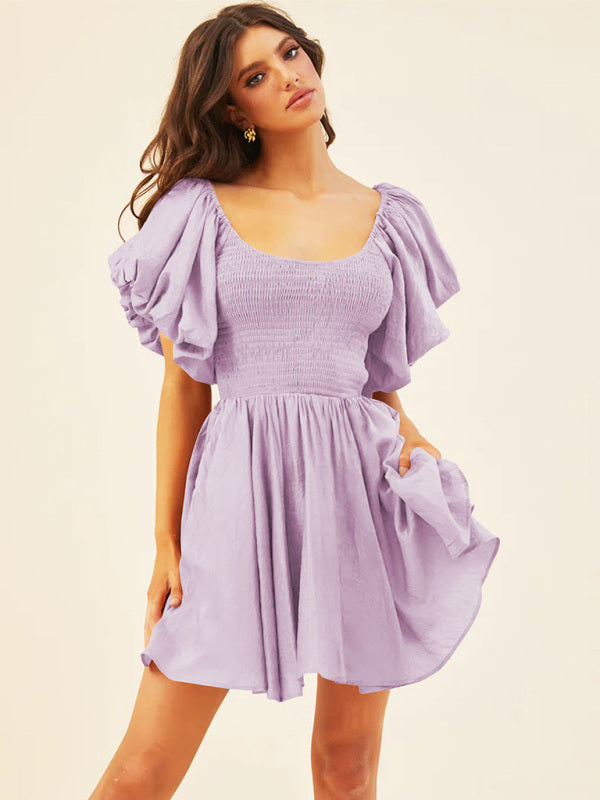 Women's Lantern Neck Short-sleeved Temperament French Elegant Dress