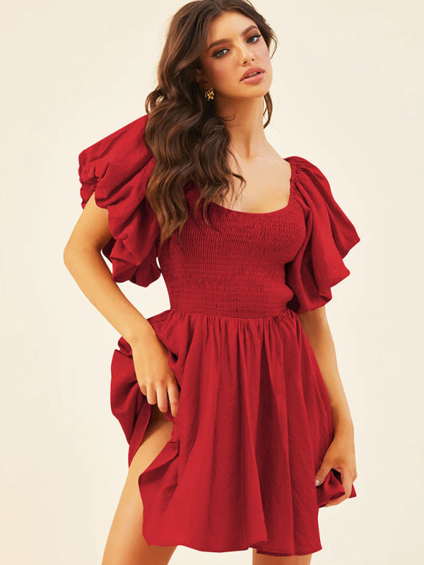 Women's Lantern Neck Short-sleeved Temperament French Elegant Dress