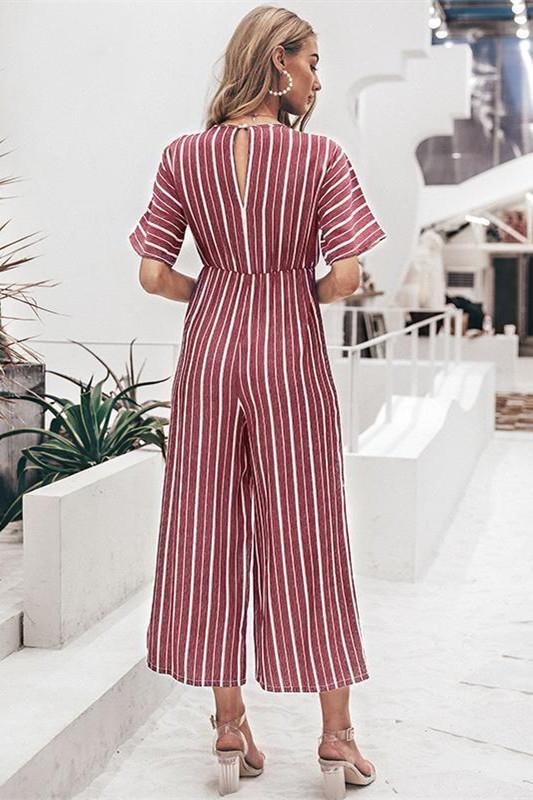 Tell The News Striped Jumpsuit