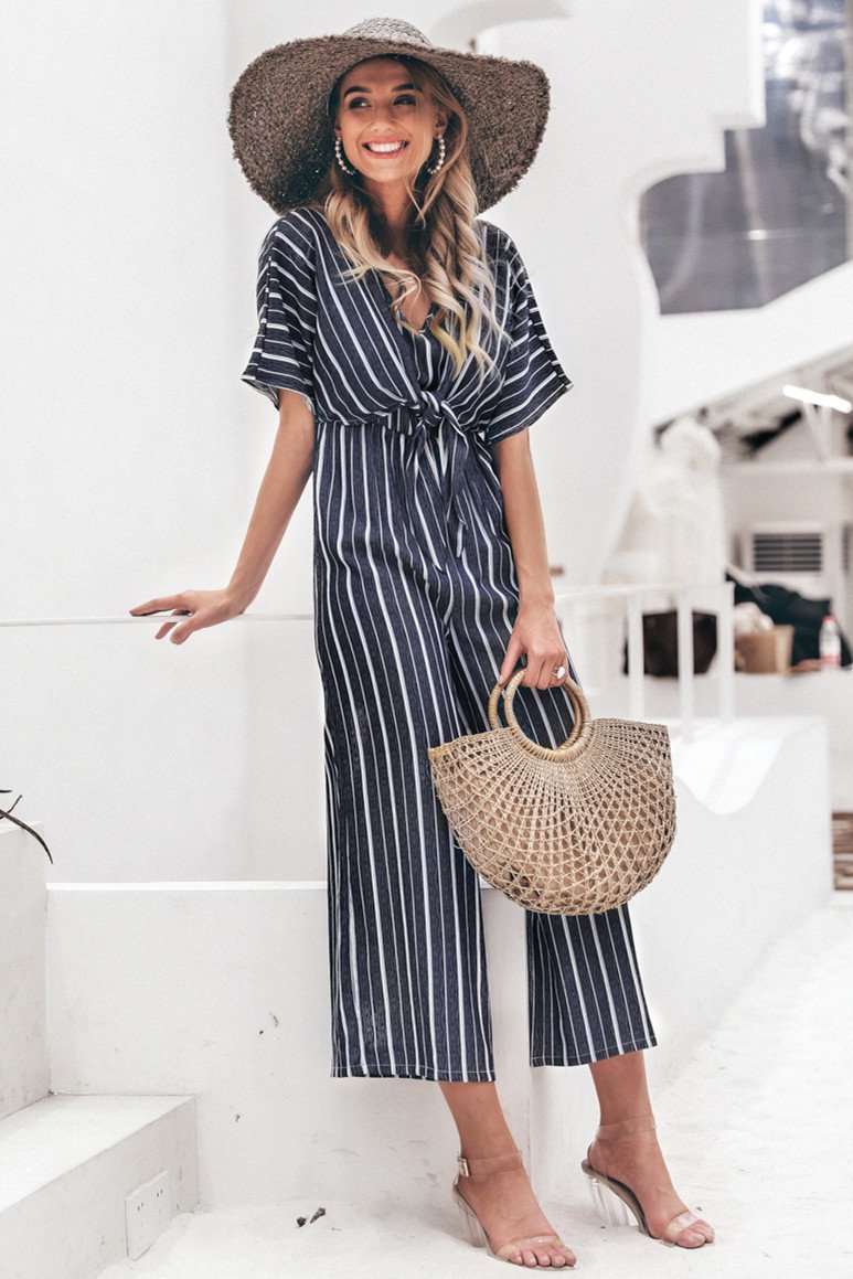 Tell The News Striped Jumpsuit