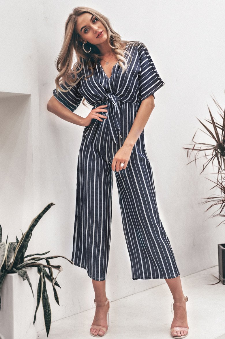 Tell The News Striped Jumpsuit