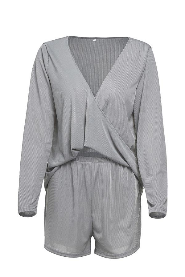 V Neck Top And Shorts Set