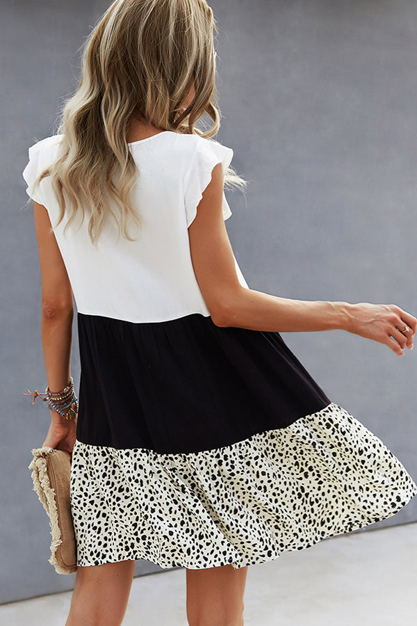 Fashion Print Color Block Casual Dress