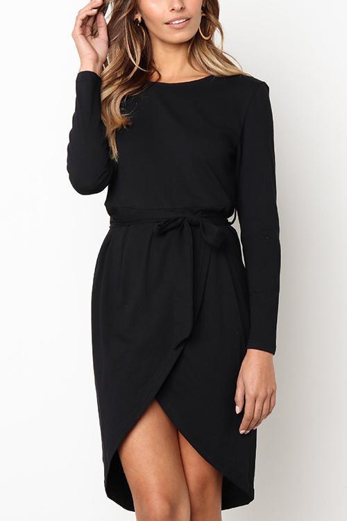 Solid Color Irregular Lace Dress
