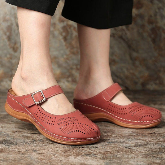 Hollow Out Open Heel Casual Wedges Sandals
