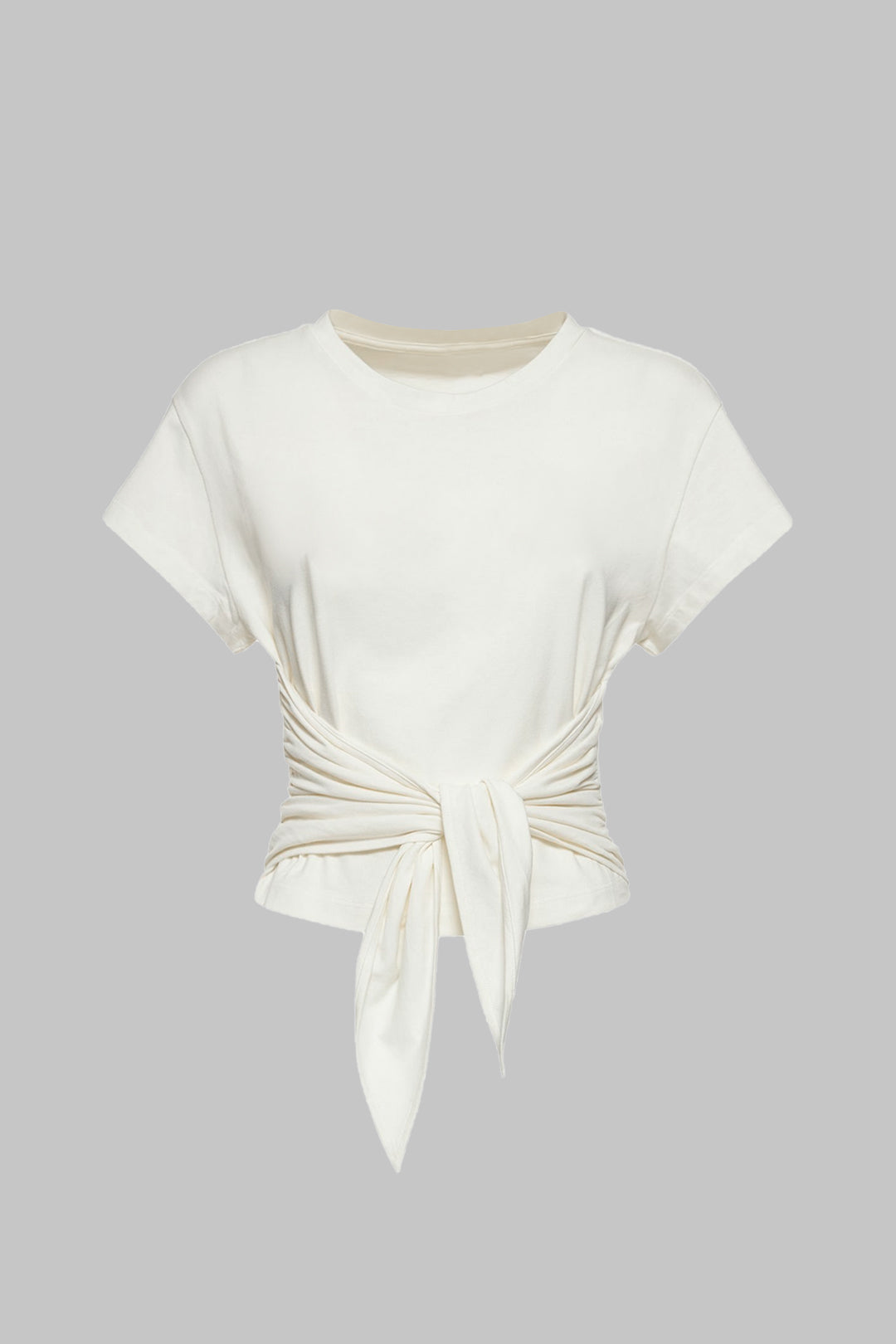 Tie Front Ruched Short Sleeve T-Shirt